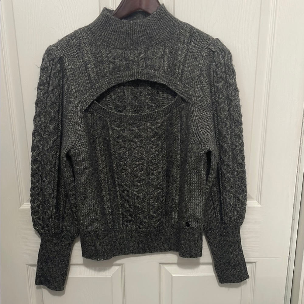 Tommy Hilfiger Gray Turtleneck Sweater with Cable Knit